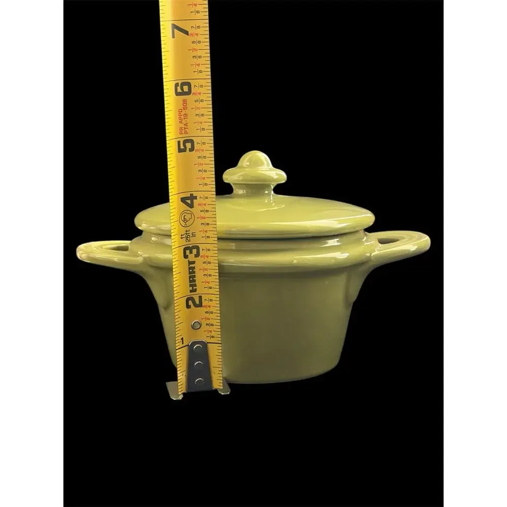 Vintage IL Nodo Ceramiche Avocado Green Mini Casserole with Lid Made in Italy